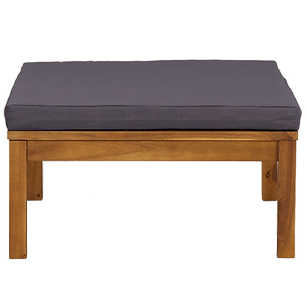 Garden Lounge Set Dark Grey Solid Acacia Wood, 100% polyester. Picture 8