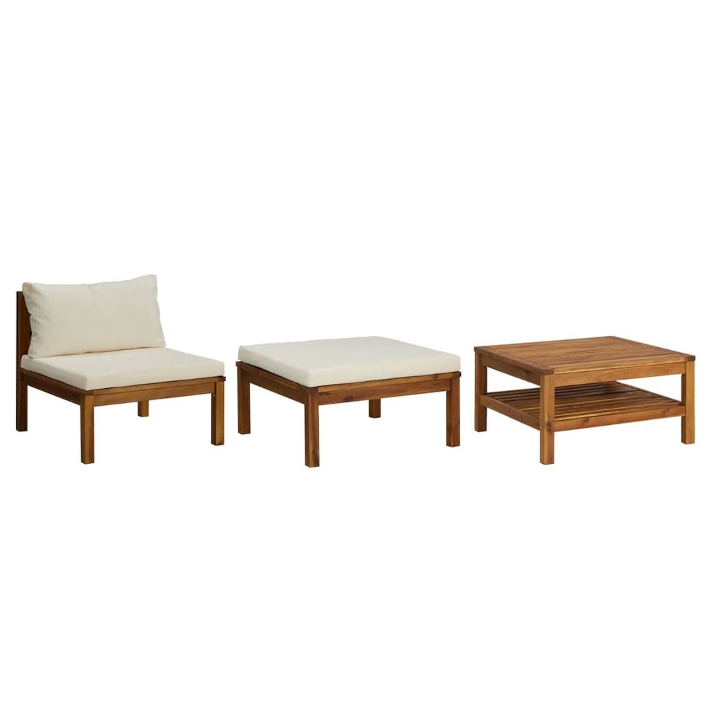 Garden Lounge Set Cream White, Warm Brown. Picture 2