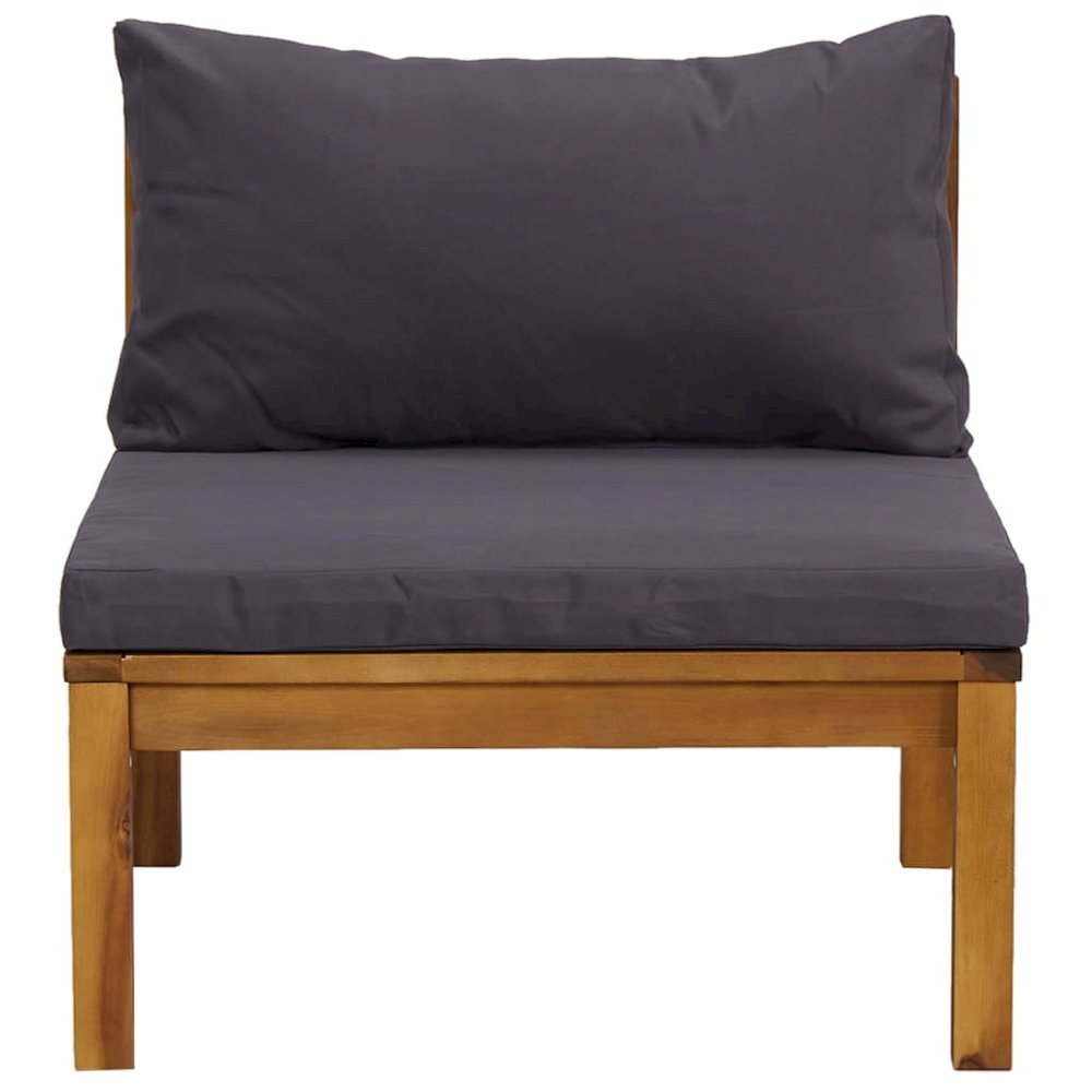 Sofa Set Dark Grey Solid Acacia Wood Modular Sofa Set. Picture 4