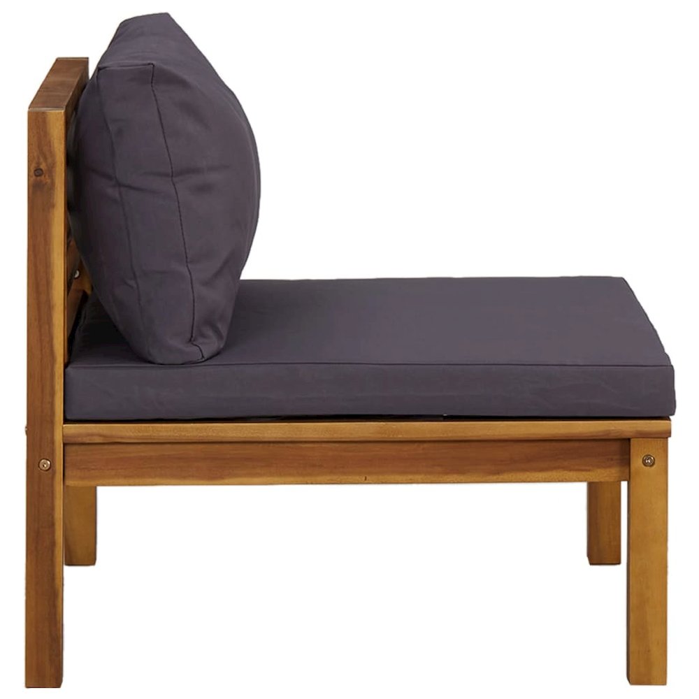 Sofa Set Dark Grey Solid Acacia Wood Modular Sofa Set. Picture 5