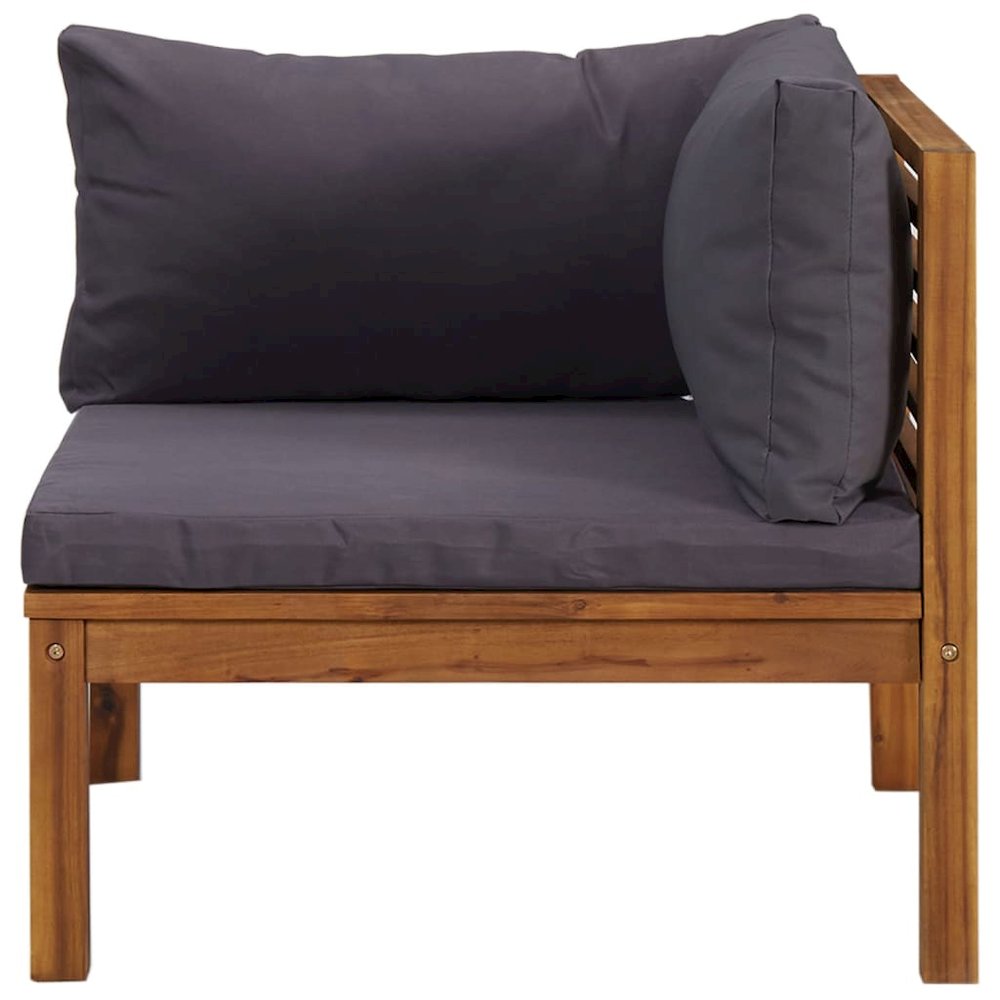 Sofa Set Dark Grey Solid Acacia Wood Modular Sofa Set. Picture 8