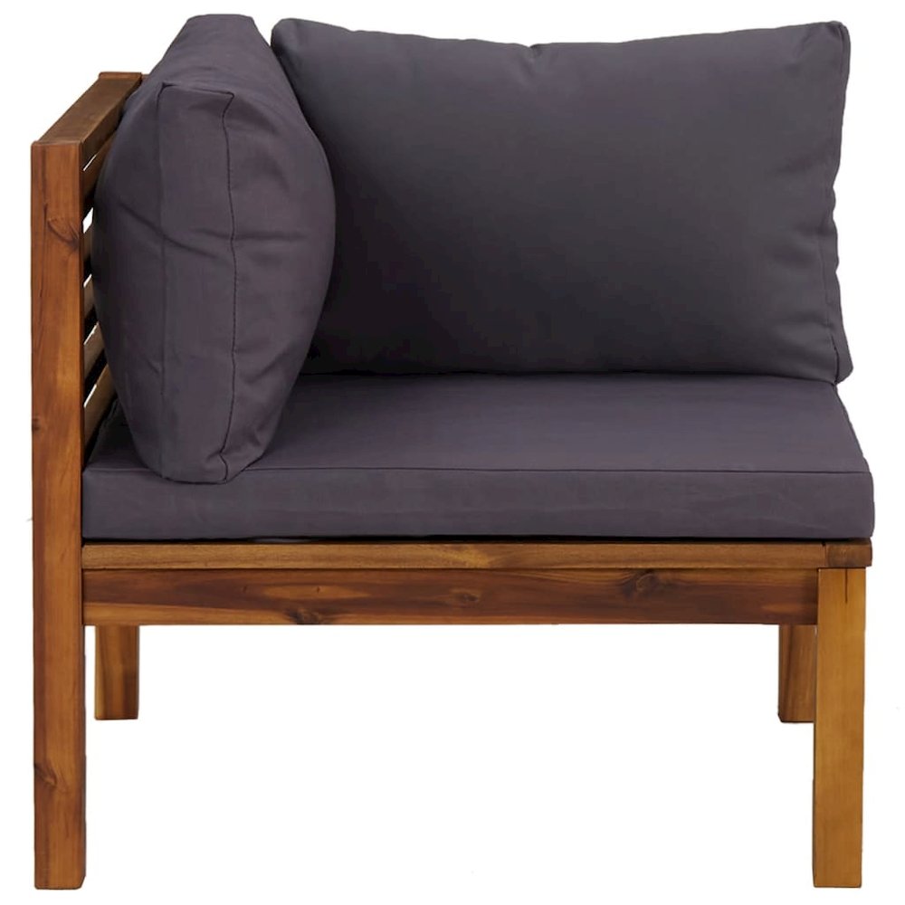 Sofa Set Dark Grey Solid Acacia Wood Modular Sofa Set. Picture 9