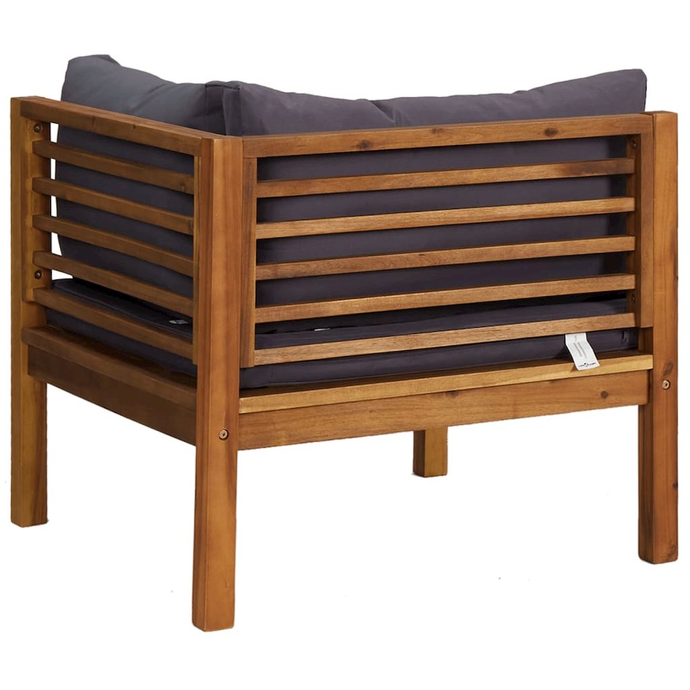 Sofa Set Dark Grey Solid Acacia Wood Modular Sofa Set. Picture 10