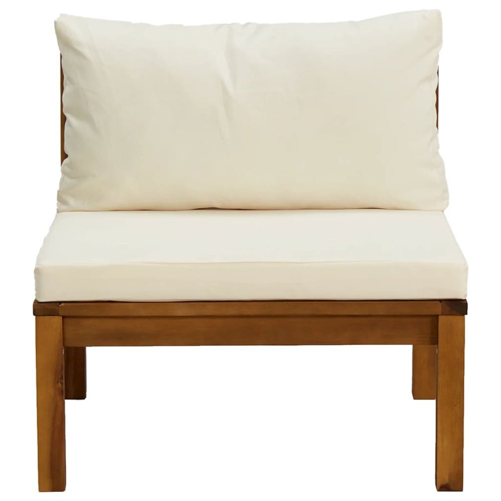 Garden Sofa Set Cream White Solid Acacia Wood, Polyester Fabric. Picture 4