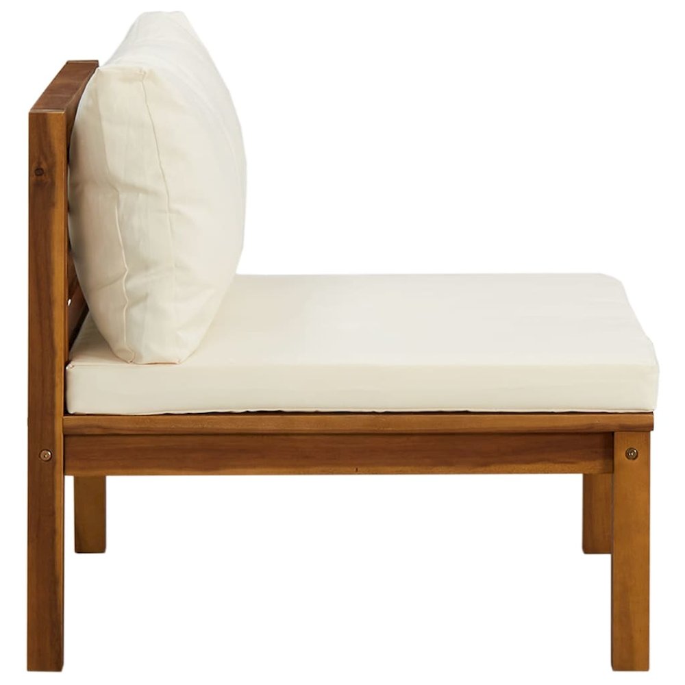 Garden Sofa Set Cream White Solid Acacia Wood, Polyester Fabric. Picture 5