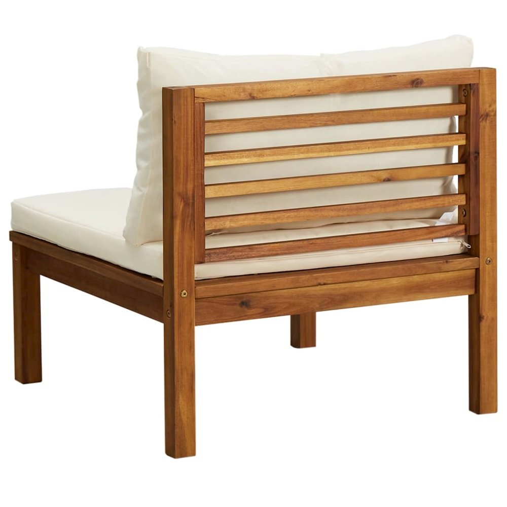 Garden Sofa Set Cream White Solid Acacia Wood, Polyester Fabric. Picture 6