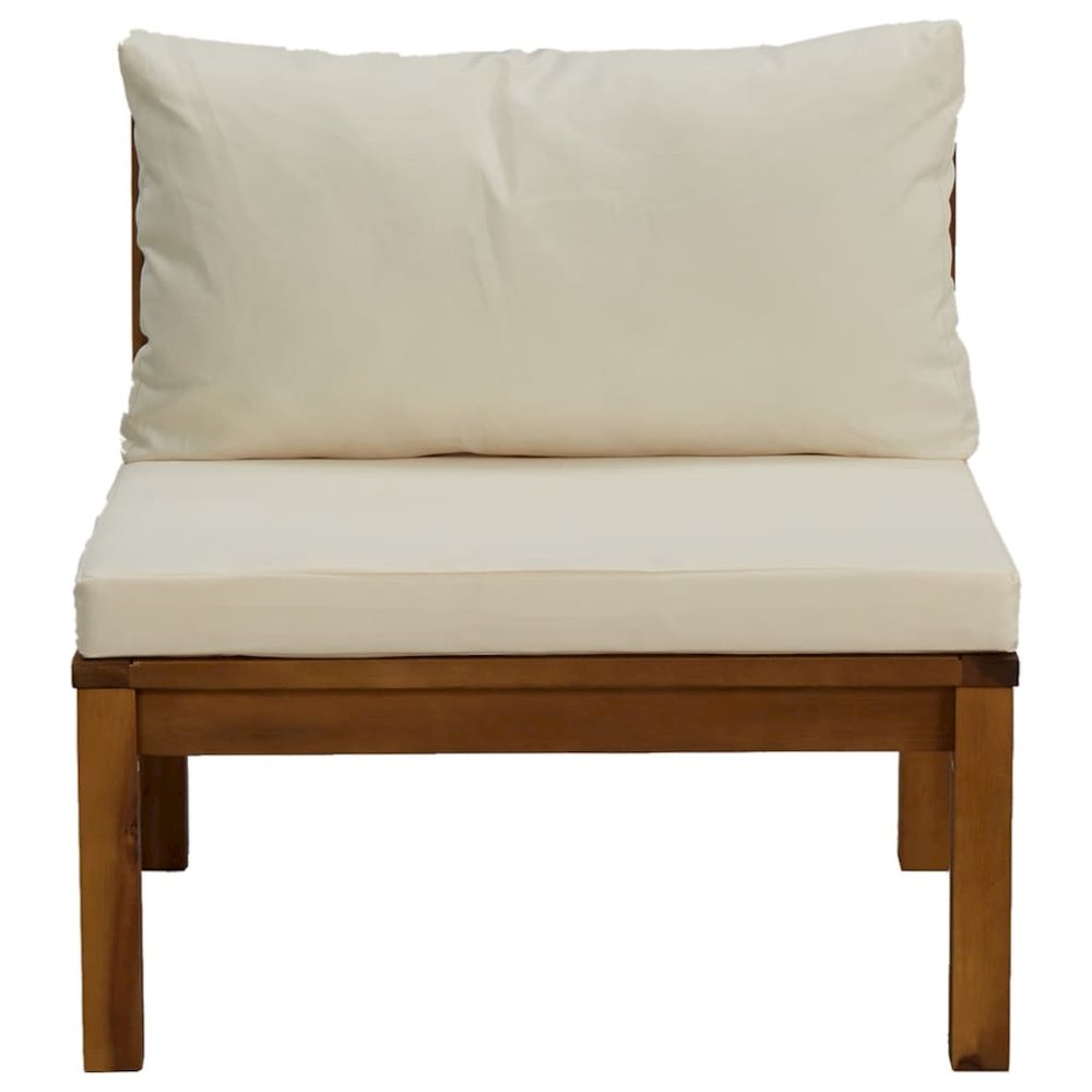Middle Sofa Cream white Solid acacia wood, fabric (100% polyester). Picture 3