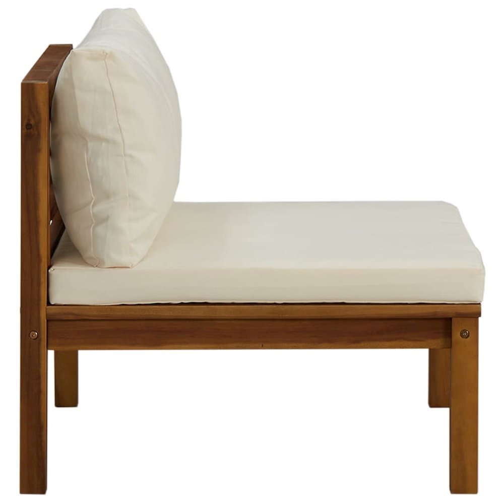 Middle Sofa Cream white Solid acacia wood, fabric (100% polyester). Picture 6