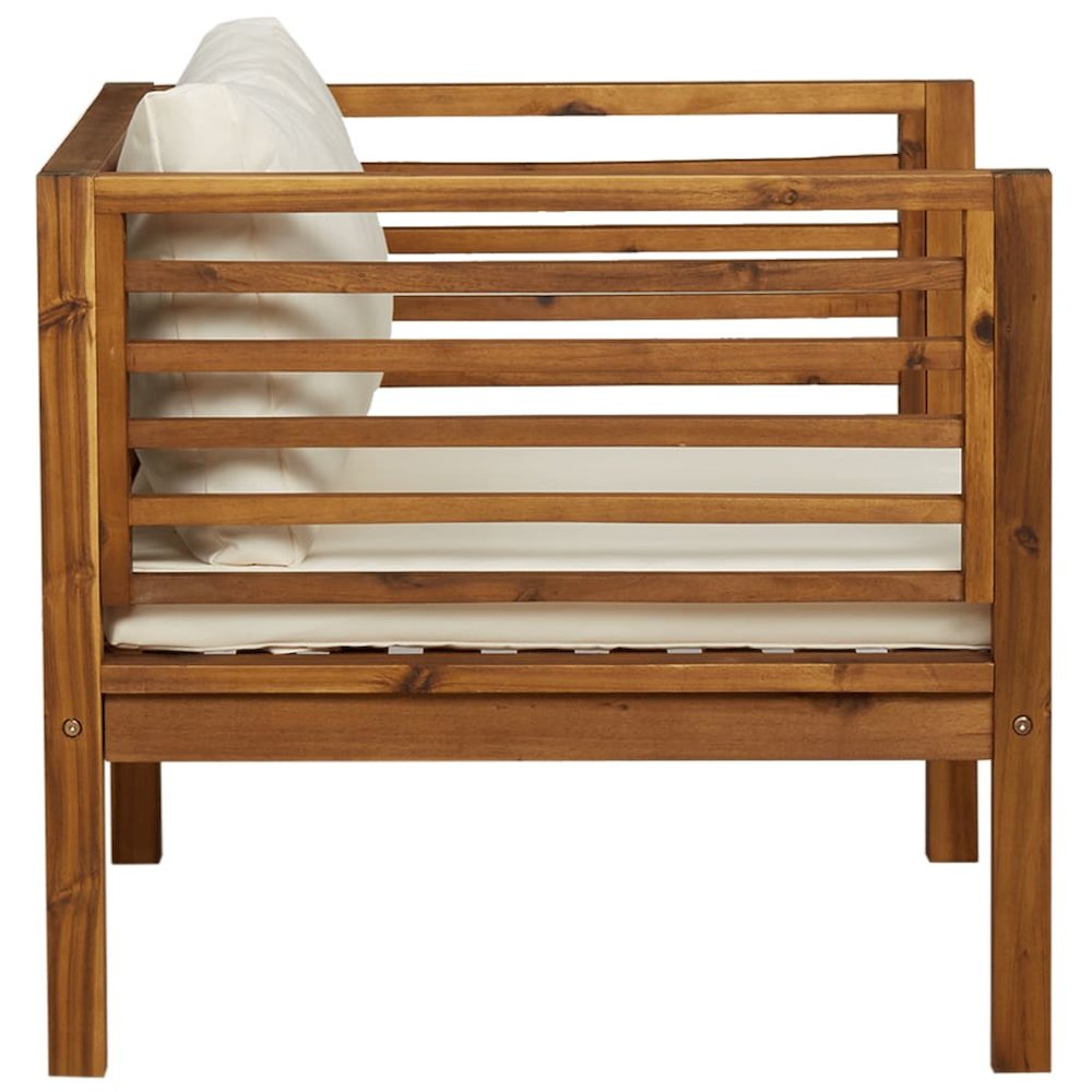Garden Chair Cream White, Natural Wood. Picture 5
