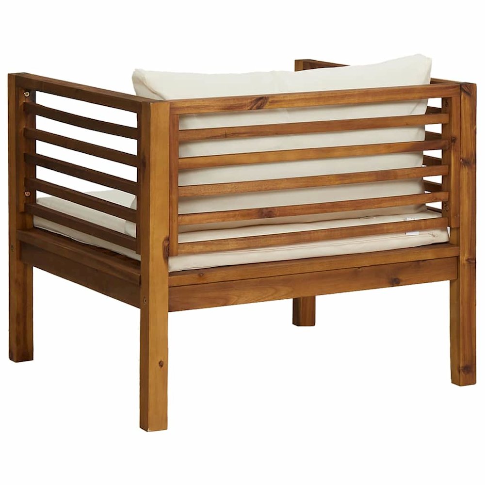 Garden Chair Cream White, Natural Wood. Picture 6