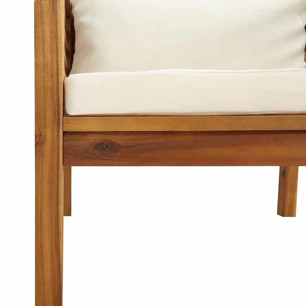 Garden Chair Cream White, Natural Wood. Picture 7