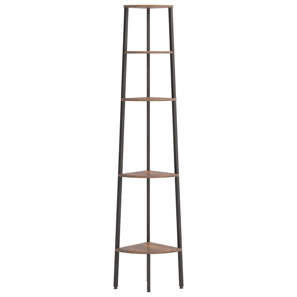 Corner Shelf Dark Brown and Black Engineered wood and steel Large. Picture 3