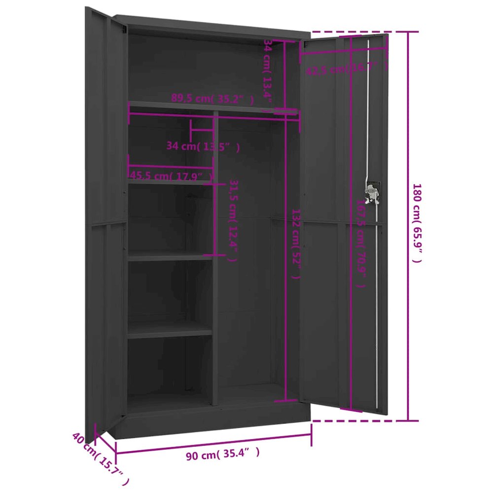 Locker Cabinet Anthracite Steel Locker Cabinet Rectangular. Picture 8