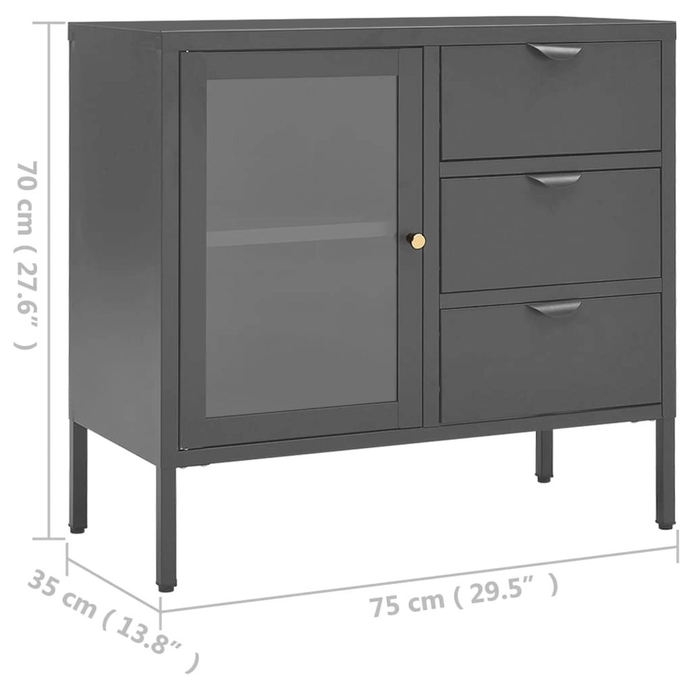 Sideboard Anthracite Steel Medium Height-Adjustable Shelves. Picture 11