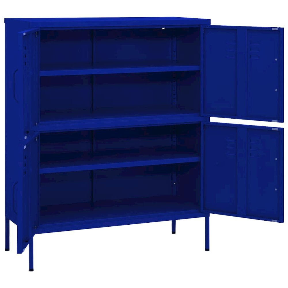 Storage Cabinet Navy Blue Steel Medium Height-Adjustable Shelves. Picture 6