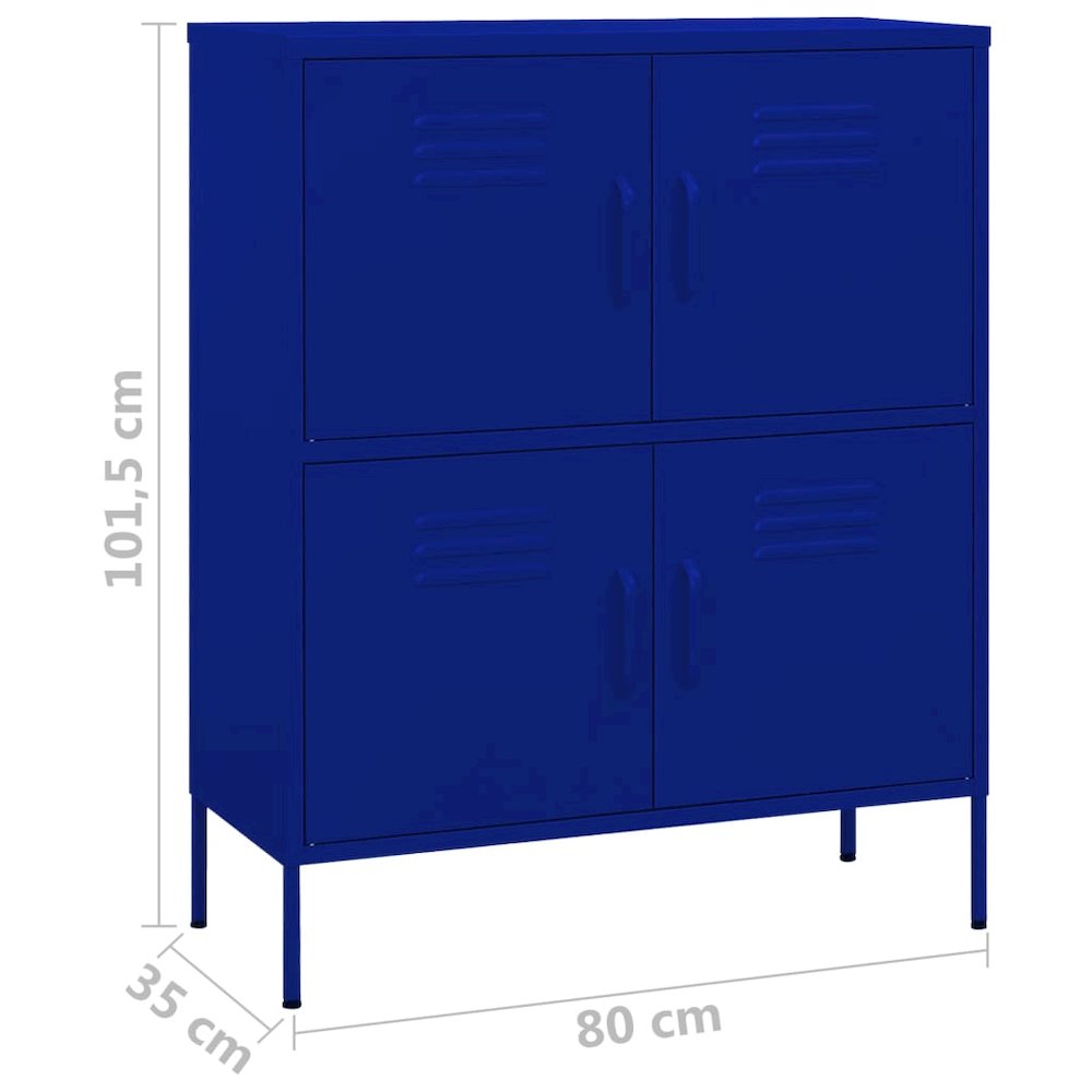 Storage Cabinet Navy Blue Steel Medium Height-Adjustable Shelves. Picture 9