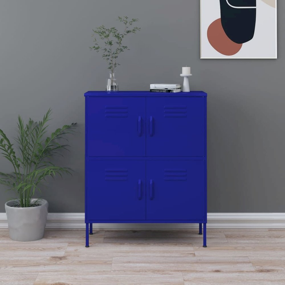 Storage Cabinet Navy Blue Steel Medium Height-Adjustable Shelves. Picture 1
