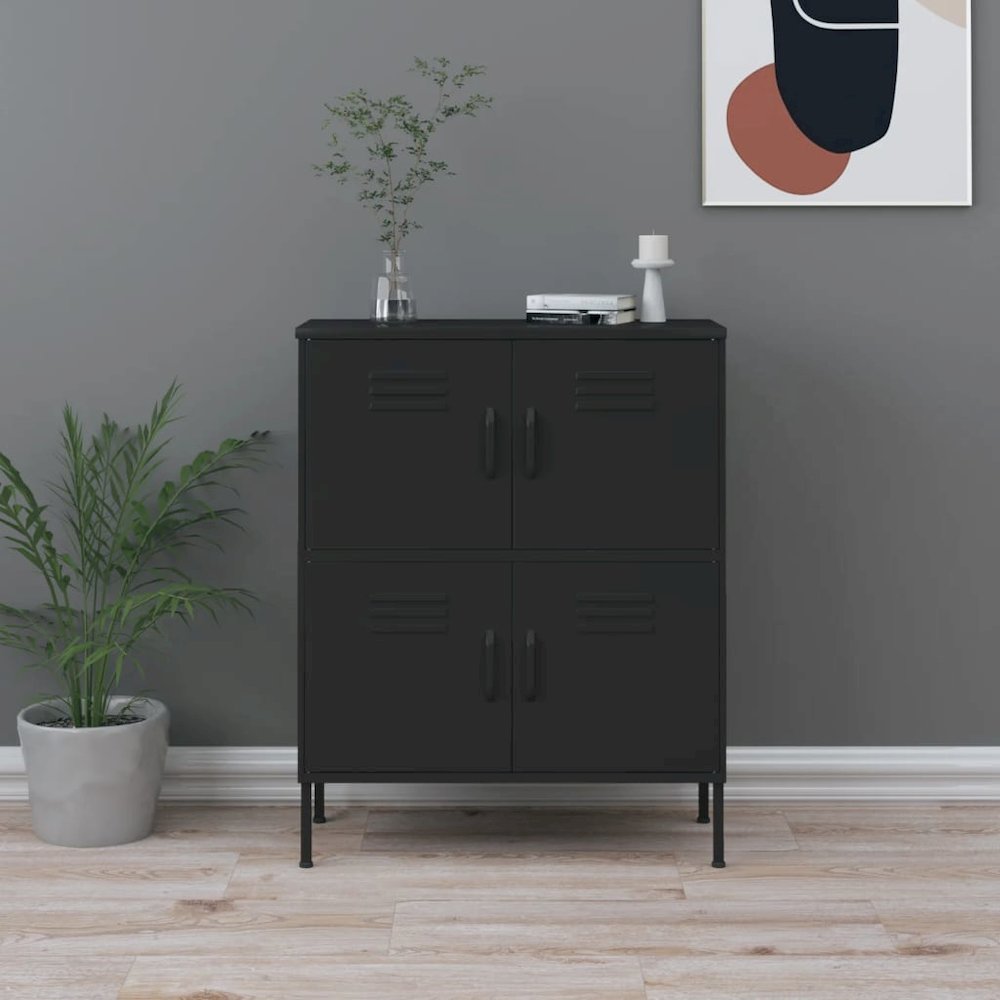 vidaXL Storage Cabinet Black 31.5"x13.8"x40" Steel, 336142. Picture 1