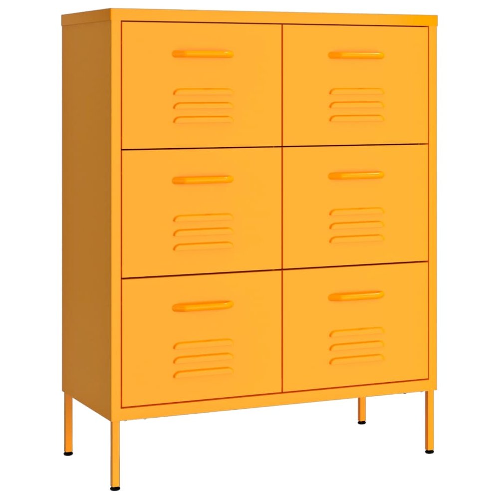 Drawer Cabinet Mustard Yellow Steel Medium Ball-Bearing. Picture 2