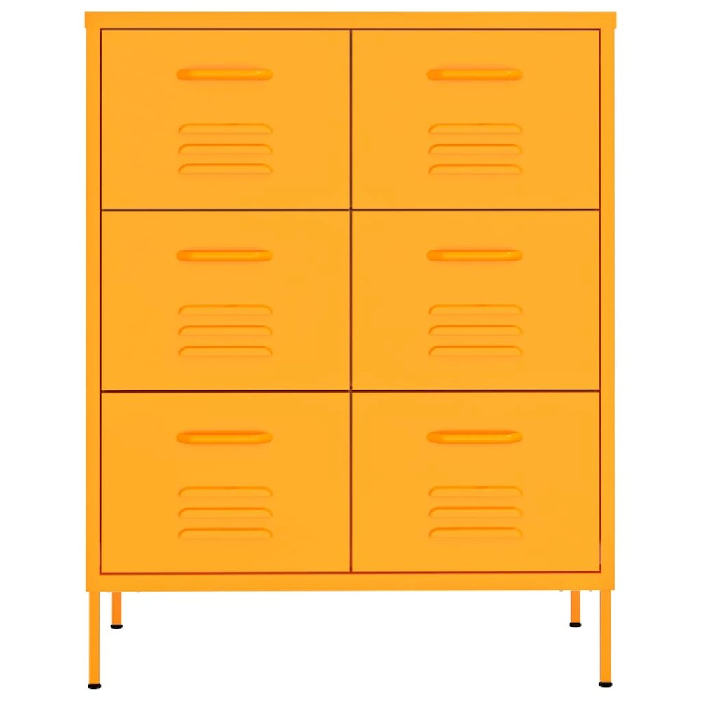 Drawer Cabinet Mustard Yellow Steel Medium Ball-Bearing. Picture 3