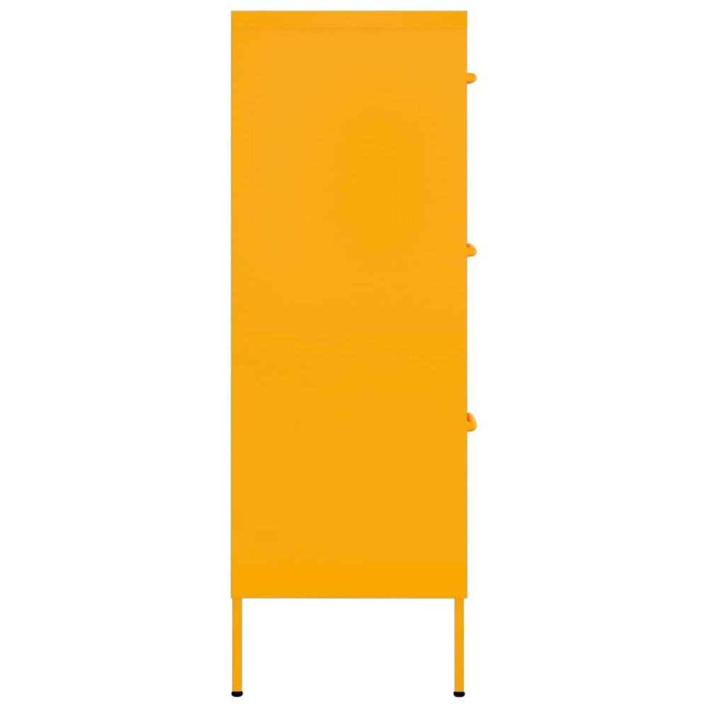Drawer Cabinet Mustard Yellow Steel Medium Ball-Bearing. Picture 4