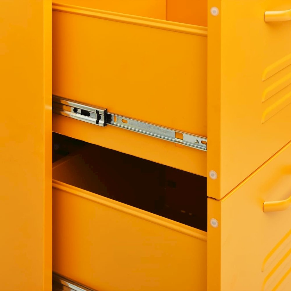 Drawer Cabinet Mustard Yellow Steel Medium Ball-Bearing. Picture 8