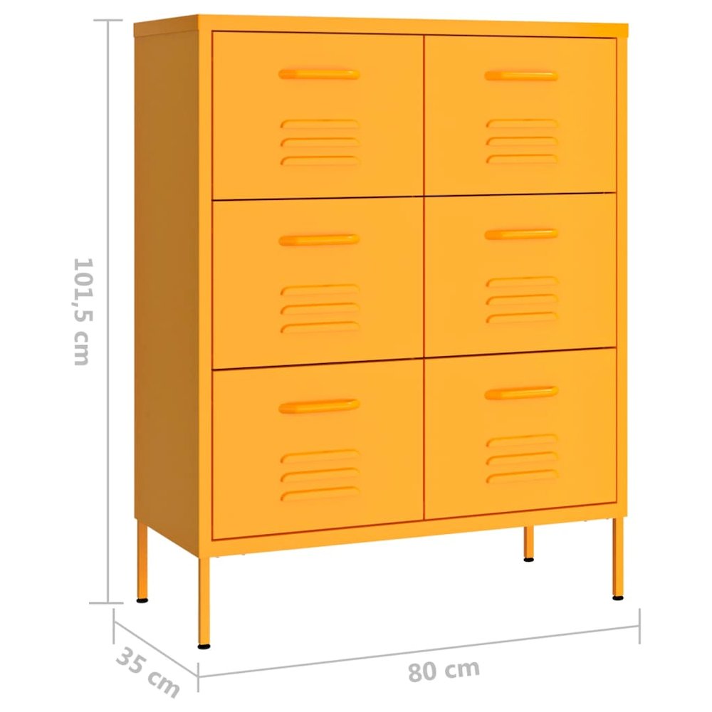 Drawer Cabinet Mustard Yellow Steel Medium Ball-Bearing. Picture 9
