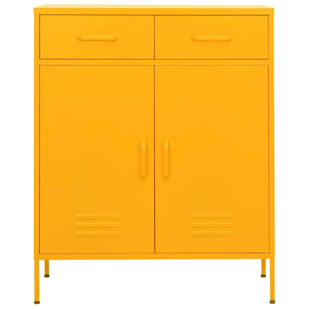 Storage Cabinet Mustard Yellow Steel Large Adjustable Feet. Picture 2