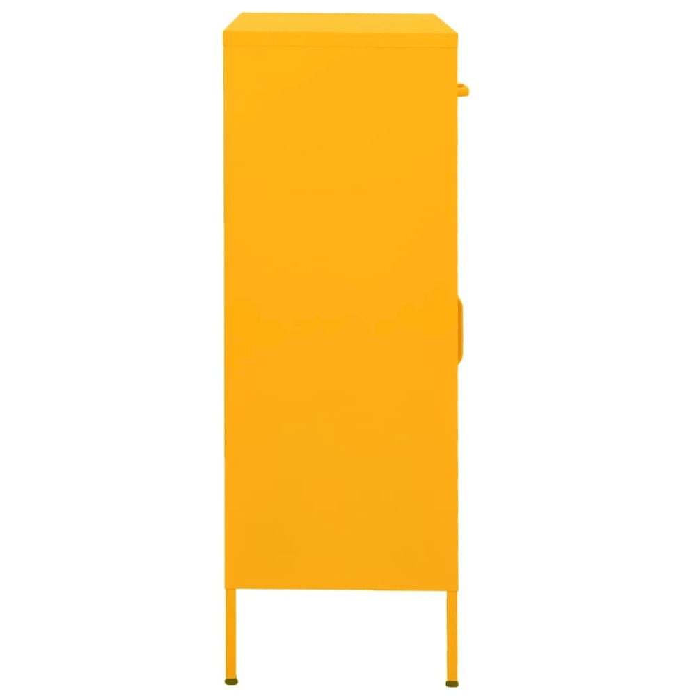 Storage Cabinet Mustard Yellow Steel Large Adjustable Feet. Picture 3