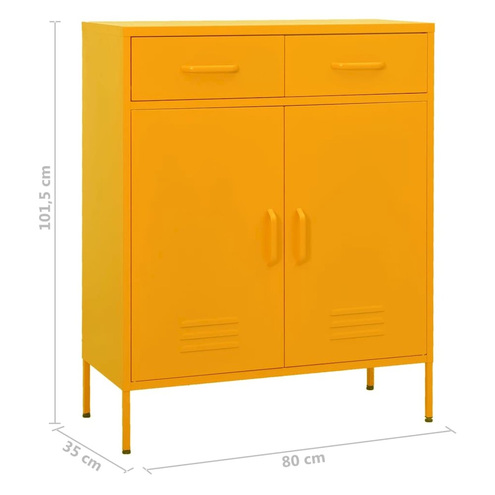 Storage Cabinet Mustard Yellow Steel Large Adjustable Feet. Picture 10