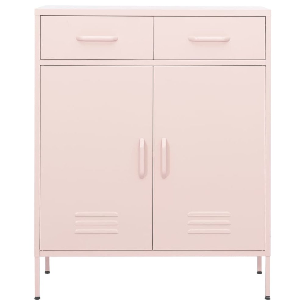 Storage Cabinet Pink Steel Medium Storage Cabinet Rectangular. Picture 2