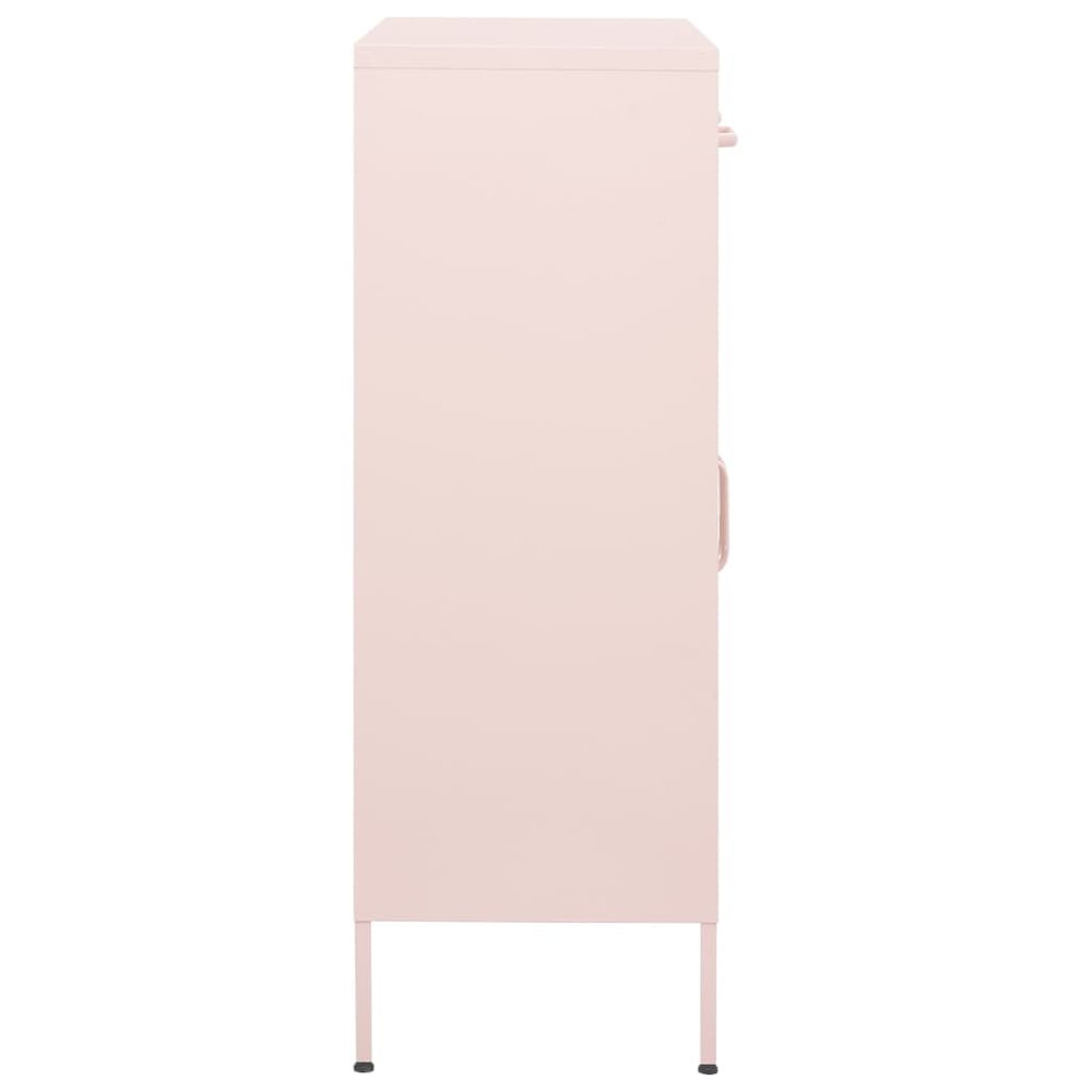 Storage Cabinet Pink Steel Medium Storage Cabinet Rectangular. Picture 3