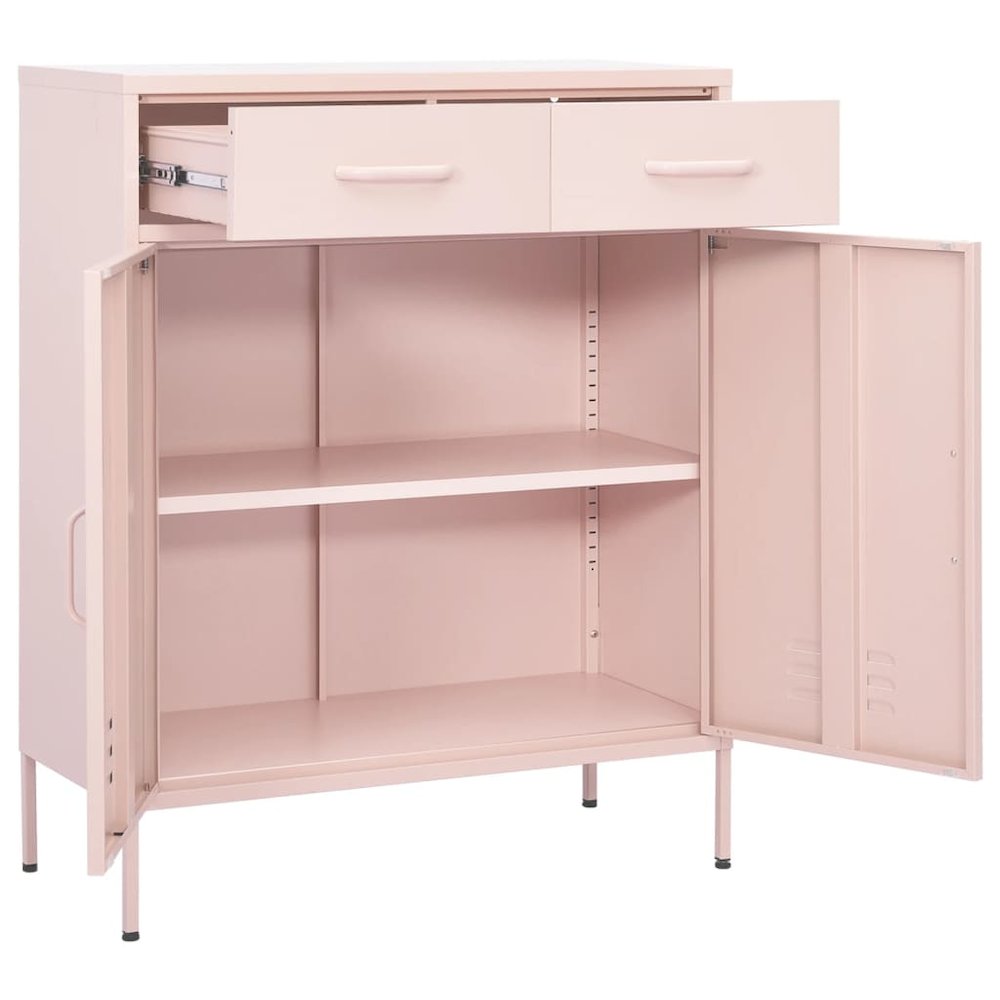Storage Cabinet Pink Steel Medium Storage Cabinet Rectangular. Picture 5