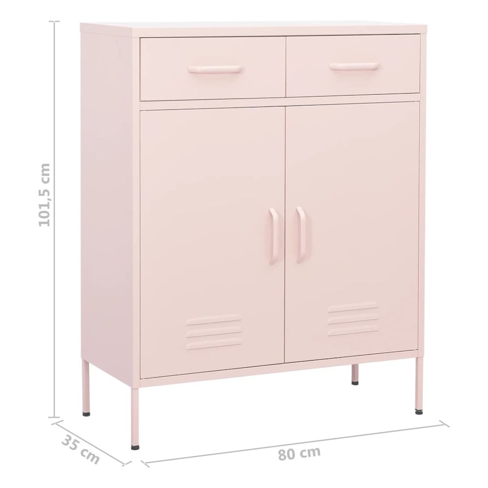 Storage Cabinet Pink Steel Medium Storage Cabinet Rectangular. Picture 10