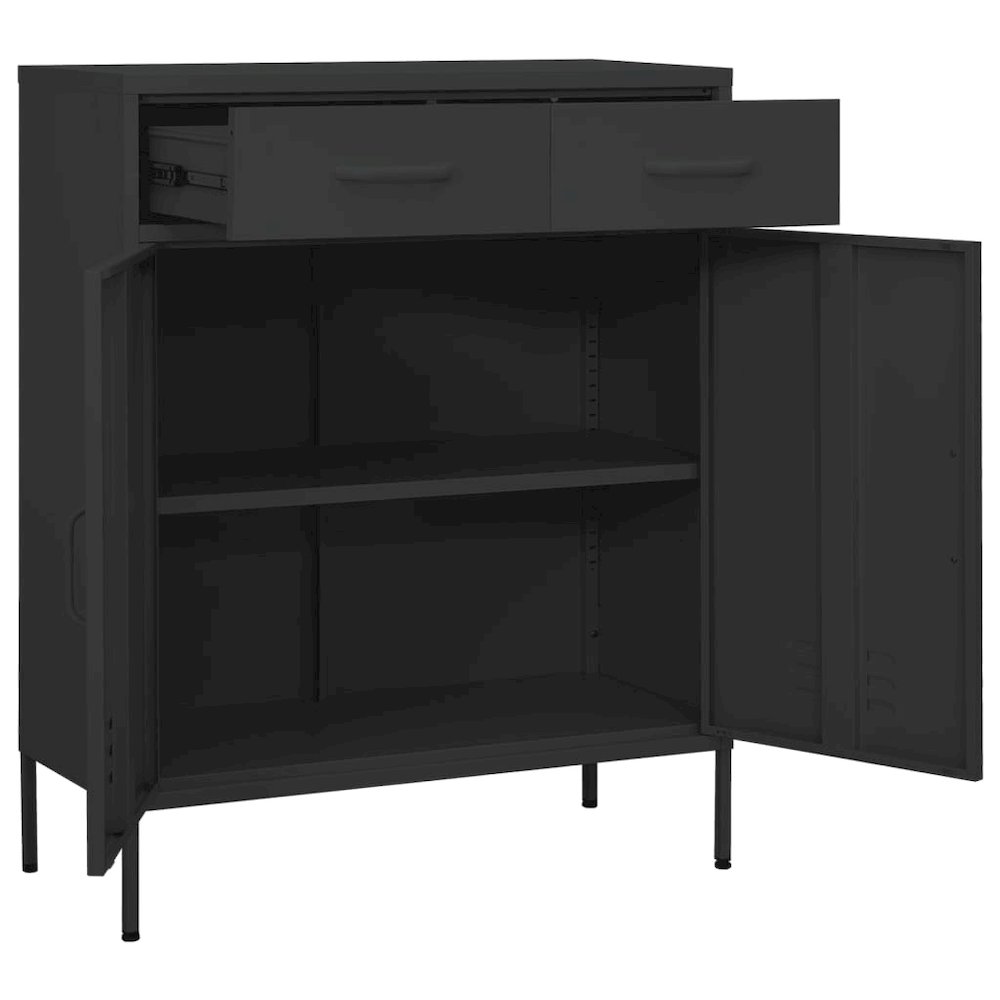 Storage Cabinet Anthracite Steel 31.5 x 13.8 x 40.0 in Levelers. Picture 5