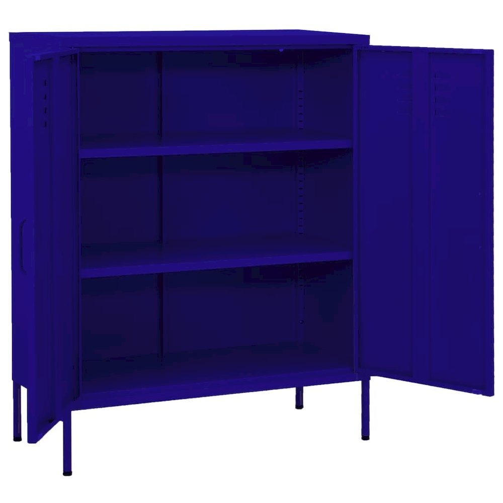 Storage Cabinet Navy Blue Steel Medium Height-Adjustable Shelves. Picture 2