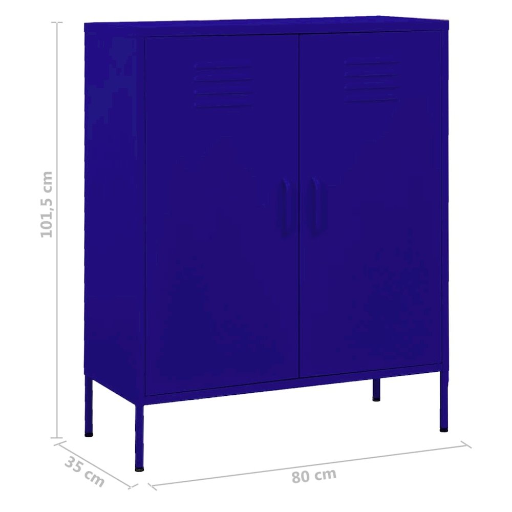 Storage Cabinet Navy Blue Steel Medium Height-Adjustable Shelves. Picture 9
