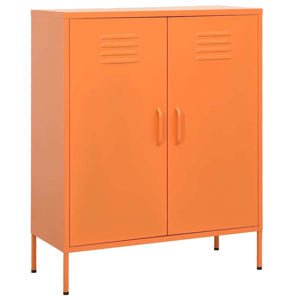 Storage Cabinet Orange Steel Medium Storage Cabinet Rectangular. Picture 1