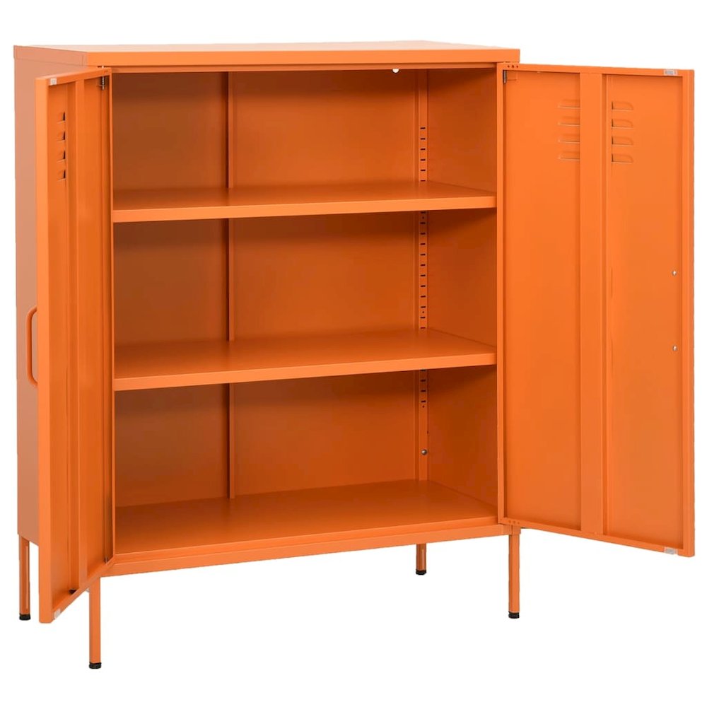 Storage Cabinet Orange Steel Medium Storage Cabinet Rectangular. Picture 2