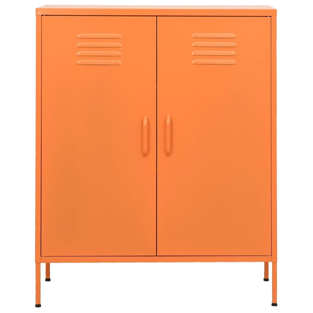 Storage Cabinet Orange Steel Medium Storage Cabinet Rectangular. Picture 3