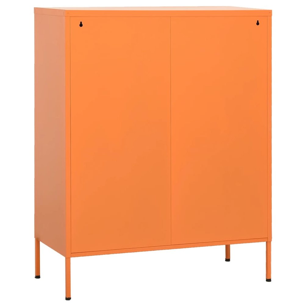 Storage Cabinet Orange Steel Medium Storage Cabinet Rectangular. Picture 5