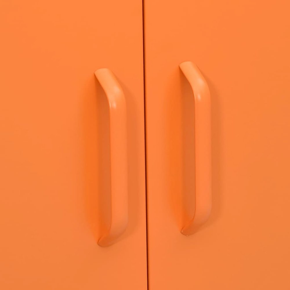Storage Cabinet Orange Steel Medium Storage Cabinet Rectangular. Picture 8