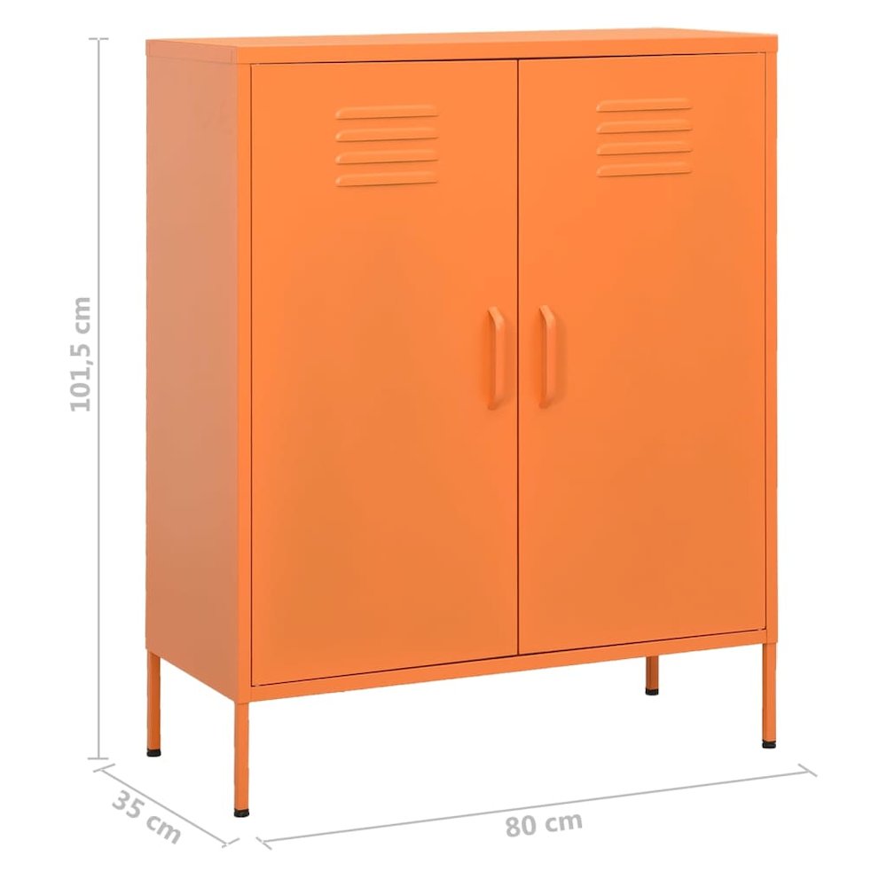 Storage Cabinet Orange Steel Medium Storage Cabinet Rectangular. Picture 9