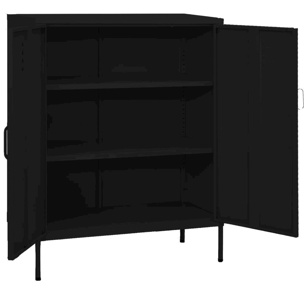 Storage Cabinet Black Steel Medium Height-Adjustable Shelves. Picture 2