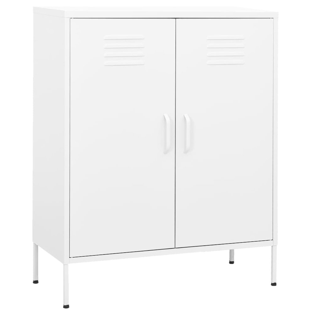 Storage Cabinet White Steel Medium Storage Cabinet Rectangular. Picture 1