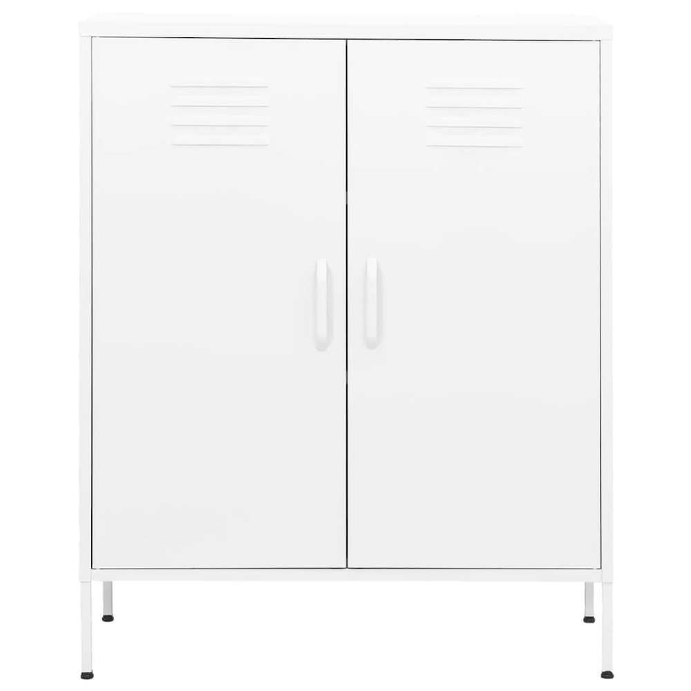 Storage Cabinet White Steel Medium Storage Cabinet Rectangular. Picture 3