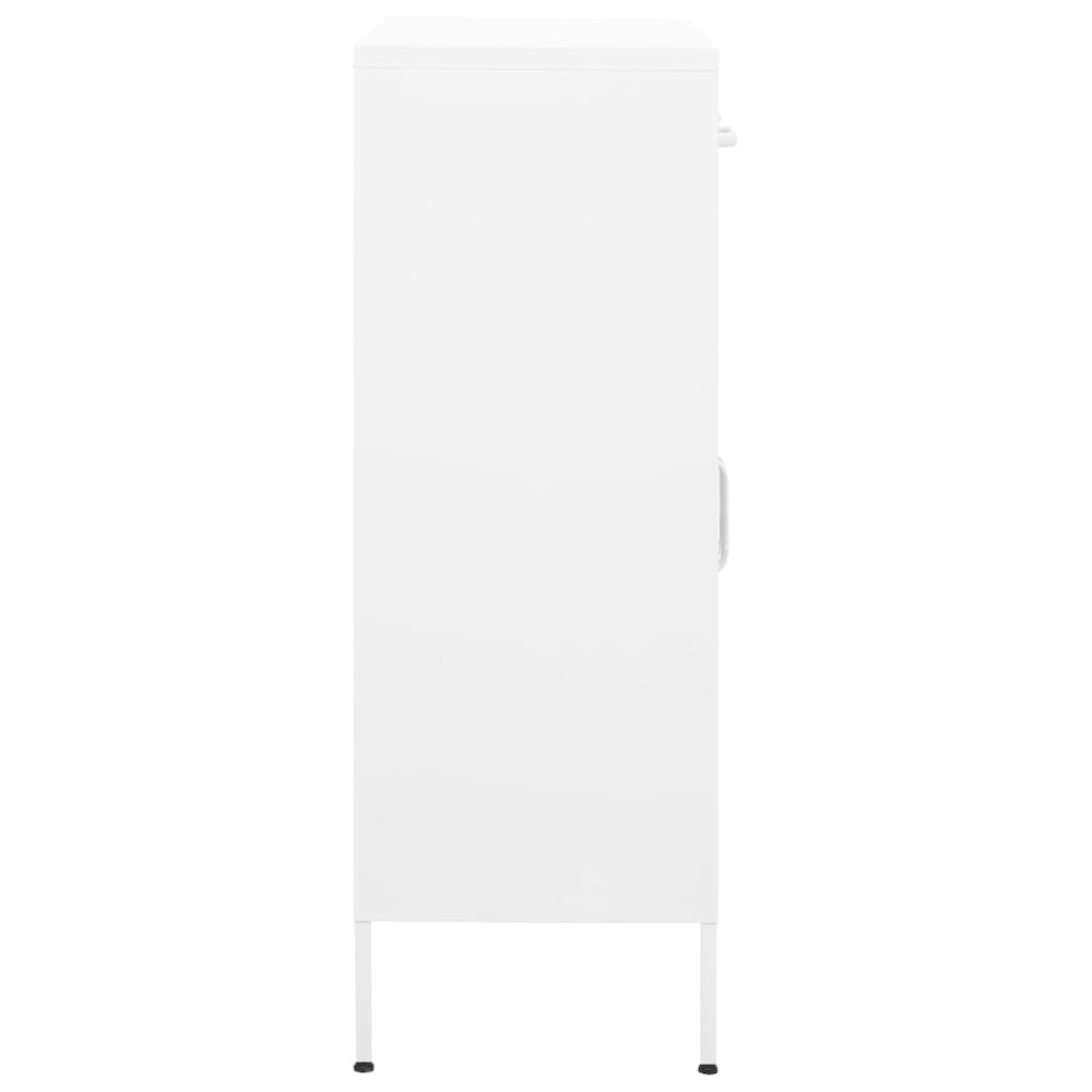Storage Cabinet White Steel Medium Storage Cabinet Rectangular. Picture 4