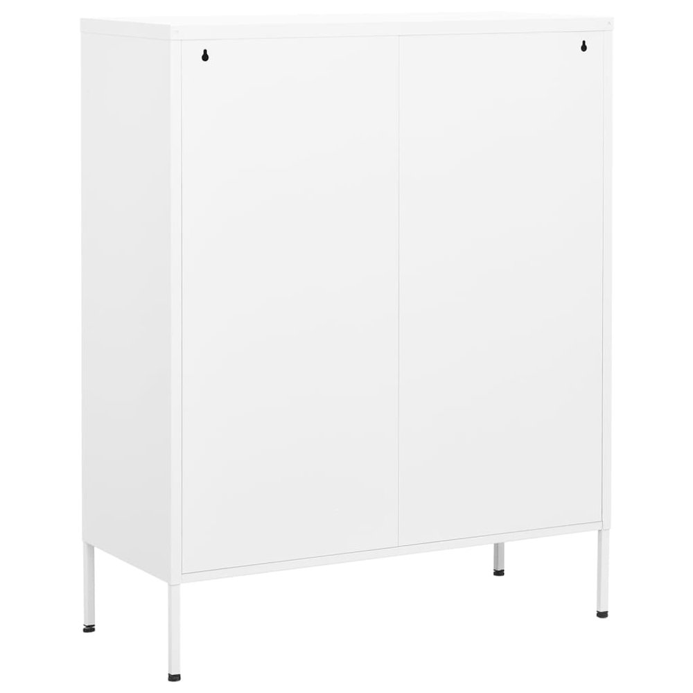 Storage Cabinet White Steel Medium Storage Cabinet Rectangular. Picture 5