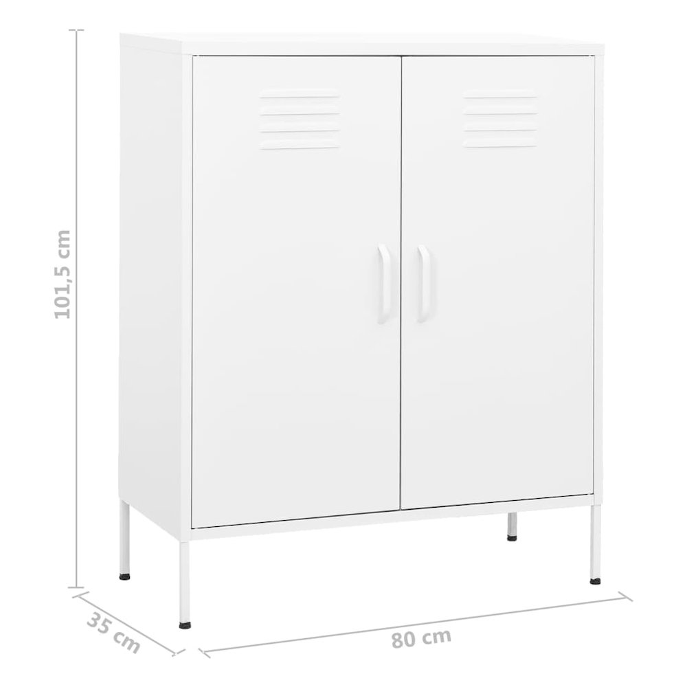 Storage Cabinet White Steel Medium Storage Cabinet Rectangular. Picture 9