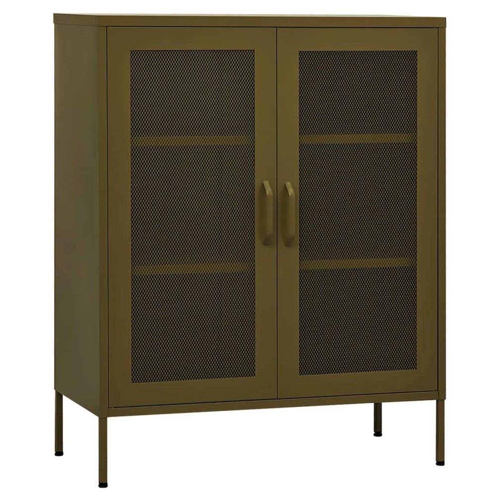 vidaXL Storage Cabinet Olive Green 31.5"x13.8"x40" Steel. Picture 2
